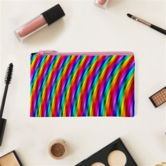 Psychedelic Rainbow Glitter Stripes Cosmetic Bag (XS) from ArtsNow.com Front