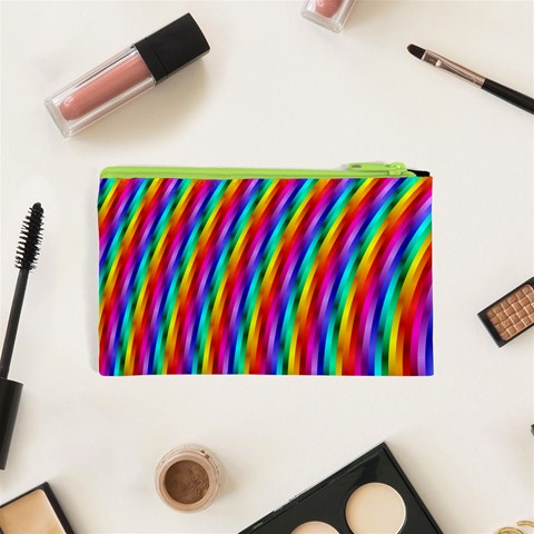 Psychedelic Rainbow Glitter Stripes Cosmetic Bag (XS) from ArtsNow.com Back