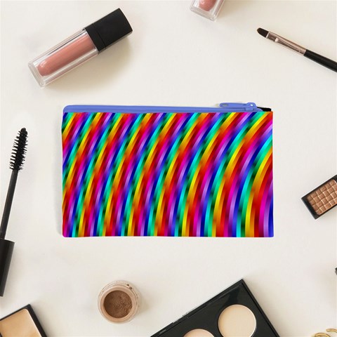 Psychedelic Rainbow Glitter Stripes Cosmetic Bag (XS) from ArtsNow.com Back