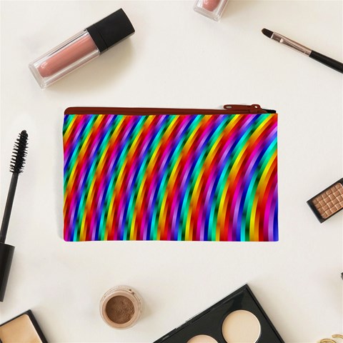 Psychedelic Rainbow Glitter Stripes Cosmetic Bag (XS) from ArtsNow.com Back