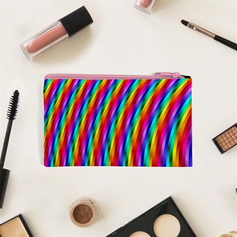 Psychedelic Rainbow Glitter Stripes Cosmetic Bag (XS) from ArtsNow.com Back