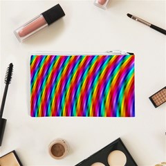 Psychedelic Rainbow Glitter Stripes Cosmetic Bag (XS) from ArtsNow.com Back