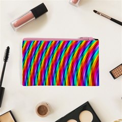 Psychedelic Rainbow Glitter Stripes Cosmetic Bag (XS) from ArtsNow.com Back