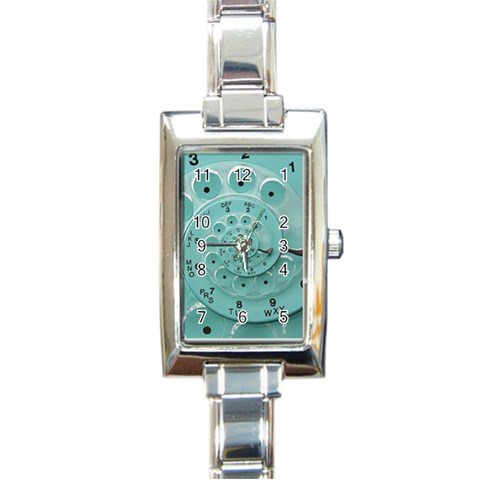 Retro Vintage Turquoise Rotary Dial Spiral Droste Rectangle Italian Charm Watch from ArtsNow.com Front