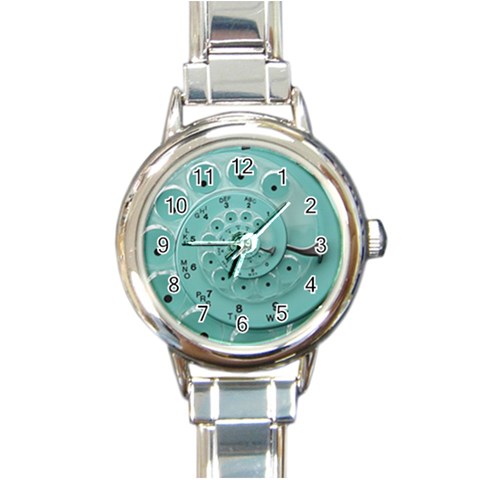 Retro Vintage Turquoise Rotary Dial Spiral Droste Round Italian Charm Watch from ArtsNow.com Front