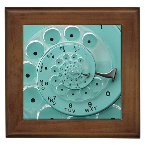 Retro Vintage Turquoise Rotary Dial Spiral Droste Framed Tile from ArtsNow.com Front