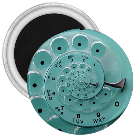 Retro Vintage Turquoise Rotary Dial Spiral Droste 3  Magnet from ArtsNow.com Front