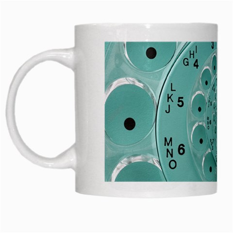 Retro Vintage Turquoise Rotary Dial Spiral Droste White Mug from ArtsNow.com Left