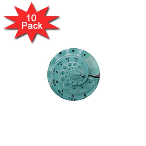 Retro Vintage Turquoise Rotary Dial Spiral Droste 1  Mini Magnet (10 pack)  from ArtsNow.com Front