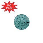 Retro Vintage Turquoise Rotary Dial Spiral Droste 1  Mini Button (100 pack) 