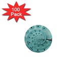 Retro Vintage Turquoise Rotary Dial Spiral Droste 1  Mini Magnet (100 pack) 