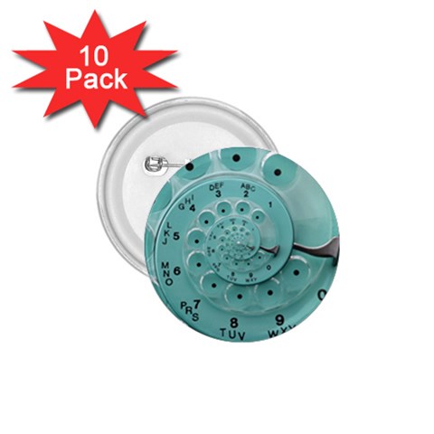 Retro Vintage Turquoise Rotary Dial Spiral Droste 1.75  Button (10 pack)  from ArtsNow.com Front