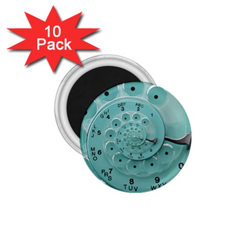 Retro Vintage Turquoise Rotary Dial Spiral Droste 1.75  Magnet (10 pack)  from ArtsNow.com Front