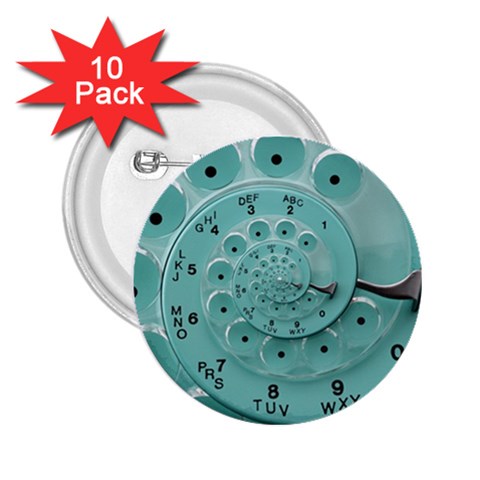 Retro Vintage Turquoise Rotary Dial Spiral Droste 2.25  Button (10 pack) from ArtsNow.com Front