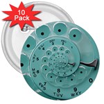 Retro Vintage Turquoise Rotary Dial Spiral Droste 3  Button (10 pack)