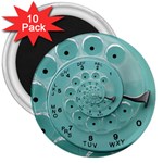 Retro Vintage Turquoise Rotary Dial Spiral Droste 3  Magnet (10 pack)