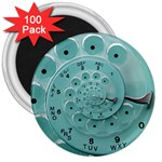 Retro Vintage Turquoise Rotary Dial Spiral Droste 3  Magnet (100 pack)