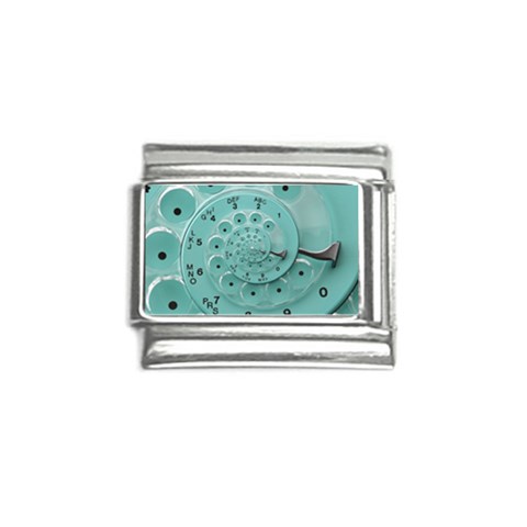 Retro Vintage Turquoise Rotary Dial Spiral Droste Italian Charm (9mm) from ArtsNow.com Front