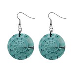 Retro Vintage Turquoise Rotary Dial Spiral Droste 1  Button Earrings