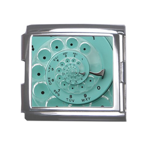 Retro Vintage Turquoise Rotary Dial Spiral Droste Mega Link Italian Charm (18mm) from ArtsNow.com Front