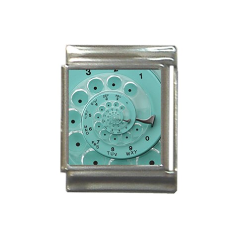 Retro Vintage Turquoise Rotary Dial Spiral Droste Italian Charm (13mm) from ArtsNow.com Front