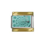 Retro Vintage Turquoise Rotary Dial Spiral Droste Gold Trim Italian Charm (9mm)