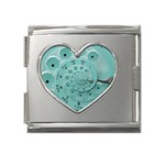 Retro Vintage Turquoise Rotary Dial Spiral Droste Mega Link Heart Italian Charm (18mm)