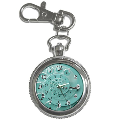 Retro Vintage Turquoise Rotary Dial Spiral Droste Key Chain Watch from ArtsNow.com Front