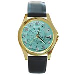 Retro Vintage Turquoise Rotary Dial Spiral Droste Round Gold Metal Watch