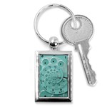 Retro Vintage Turquoise Rotary Dial Spiral Droste Key Chain (Rectangle)