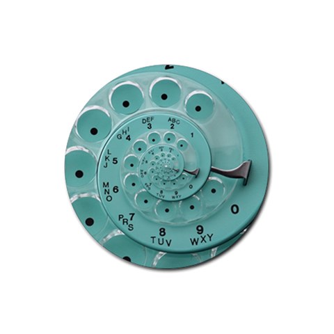 Retro Vintage Turquoise Rotary Dial Spiral Droste Rubber Coaster (Round) from ArtsNow.com Front