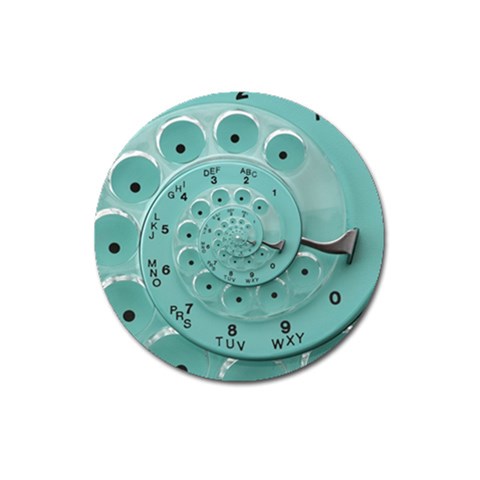 Retro Vintage Turquoise Rotary Dial Spiral Droste Magnet 3  (Round) from ArtsNow.com Front