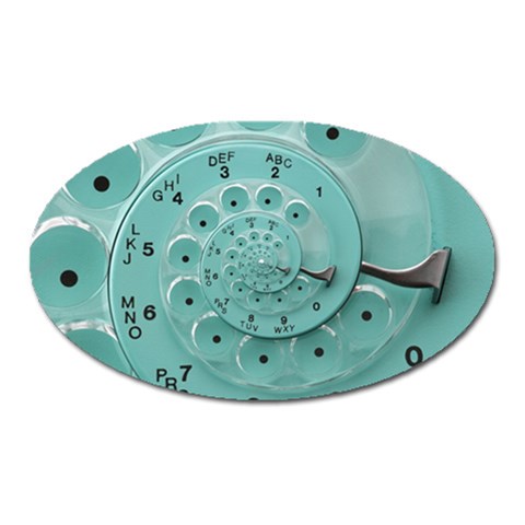 Retro Vintage Turquoise Rotary Dial Spiral Droste Magnet (Oval) from ArtsNow.com Front