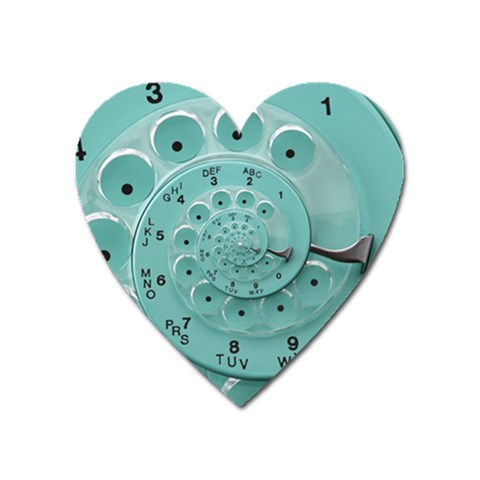 Retro Vintage Turquoise Rotary Dial Spiral Droste Magnet (Heart) from ArtsNow.com Front