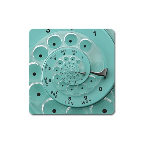 Retro Vintage Turquoise Rotary Dial Spiral Droste Magnet (Square) from ArtsNow.com Front