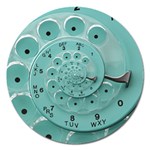 Retro Vintage Turquoise Rotary Dial Spiral Droste Magnet 5  (Round)