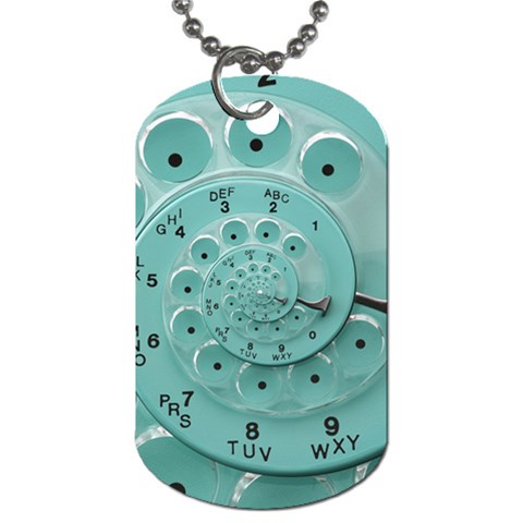 Retro Vintage Turquoise Rotary Dial Spiral Droste Dog Tag (One Side) from ArtsNow.com Front