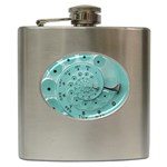 Retro Vintage Turquoise Rotary Dial Spiral Droste Hip Flask (6 oz)