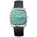 Retro Vintage Turquoise Rotary Dial Spiral Droste Square Metal Watch