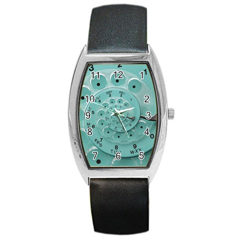 Retro Vintage Turquoise Rotary Dial Spiral Droste Barrel Style Metal Watch from ArtsNow.com Front