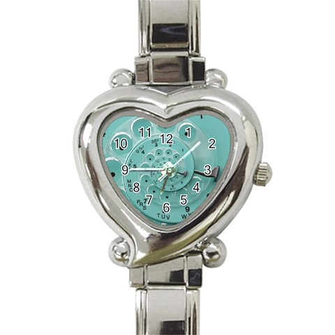 Retro Vintage Turquoise Rotary Dial Spiral Droste Heart Italian Charm Watch from ArtsNow.com Front