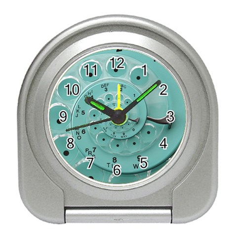 Retro Vintage Turquoise Rotary Dial Spiral Droste Travel Alarm Clock from ArtsNow.com Front