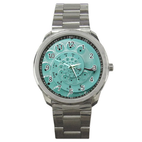 Retro Vintage Turquoise Rotary Dial Spiral Droste Sport Metal Watch from ArtsNow.com Front