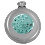 Retro Vintage Turquoise Rotary Dial Spiral Droste Hip Flask (5 oz)