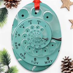 Retro Vintage Turquoise Rotary Dial Spiral Droste Oval Ornament (Two Sides) from ArtsNow.com Front