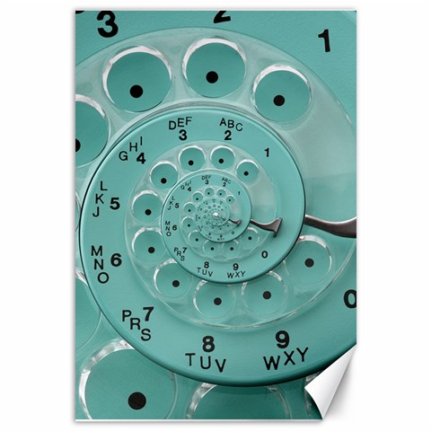 Retro Vintage Turquoise Rotary Dial Spiral Droste Canvas 12  x 18  from ArtsNow.com 11.88 x17.36  Canvas - 1