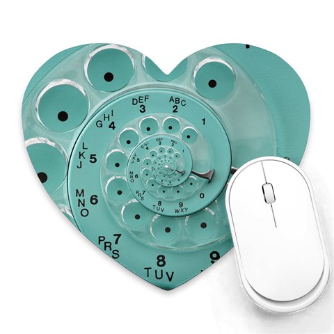 Retro Vintage Turquoise Rotary Dial Spiral Droste Heart Mousepad from ArtsNow.com Front