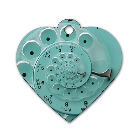 Retro Vintage Turquoise Rotary Dial Spiral Droste Dog Tag Heart (One Side) from ArtsNow.com Front