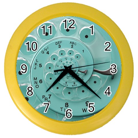 Retro Vintage Turquoise Rotary Dial Spiral Droste Color Wall Clock from ArtsNow.com Front