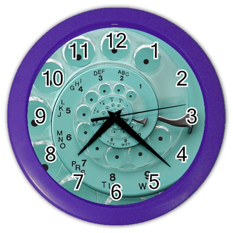 Retro Vintage Turquoise Rotary Dial Spiral Droste Color Wall Clock from ArtsNow.com Front